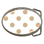Polka Dots - Tan Brown on White Belt Buckle