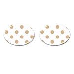 Polka Dots - Tan Brown on White Cufflinks (Oval)