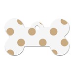 Polka Dots - Tan Brown on White Dog Tag Bone (Two Sides)