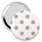 Polka Dots - Tan Brown on White 3  Handbag Mirror