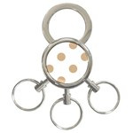 Polka Dots - Tan Brown on White 3-Ring Key Chain