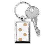 Polka Dots - Tan Brown on White Key Chain (Rectangle)