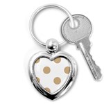 Polka Dots - Tan Brown on White Key Chain (Heart)