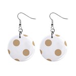 Polka Dots - Tan Brown on White 1  Button Earrings