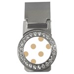 Polka Dots - Tan Brown on White Money Clip (CZ)