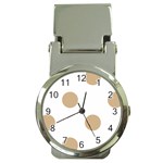 Polka Dots - Tan Brown on White Money Clip Watch