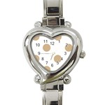 Polka Dots - Tan Brown on White Heart Italian Charm Watch