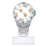 Polka Dots - Tan Brown on White Nurses Watch