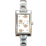 Polka Dots - Tan Brown on White Rectangle Italian Charm Watch