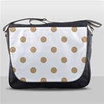 Polka Dots - Tan Brown on White Messenger Bag
