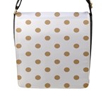 Polka Dots - Tan Brown on White Flap Closure Messenger Bag (L)