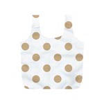 Polka Dots - Tan Brown on White Full Print Recycle Bag (S)