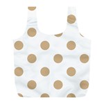 Polka Dots - Tan Brown on White Full Print Recycle Bag (L)