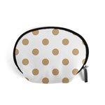 Polka Dots - Tan Brown on White Accessory Pouch (Small)