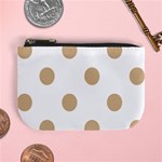 Polka Dots - Tan Brown on White Mini Coin Purse