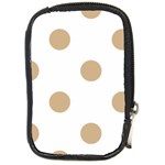 Polka Dots - Tan Brown on White Compact Camera Leather Case