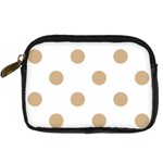 Polka Dots - Tan Brown on White Digital Camera Leather Case