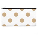 Polka Dots - Tan Brown on White Pencil Case