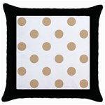 Polka Dots - Tan Brown on White Throw Pillow Case (Black)