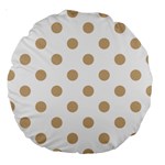 Polka Dots - Tan Brown on White Large 18  Premium Round Cushion