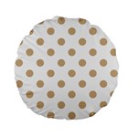 Polka Dots - Tan Brown on White Standard 15  Premium Flano Round Cushion