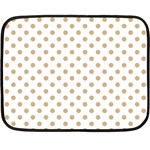 Polka Dots - Tan Brown on White Double Sided Fleece Blanket (Mini)