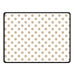 Polka Dots - Tan Brown on White Fleece Blanket (Small) (One Side)