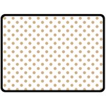 Polka Dots - Tan Brown on White Double Sided Fleece Blanket (Large) (Two Sides)
