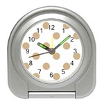 Polka Dots - Tan Brown on White Desk Alarm Clock