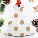Polka Dots - Tan Brown on White Ornament (Christmas Tree)