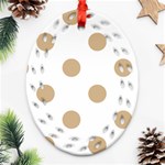 Polka Dots - Tan Brown on White Ornament (Bell) Ornament (Oval Filigree)