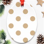 Polka Dots - Tan Brown on White Oval Ornament (Two Sides)