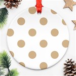 Polka Dots - Tan Brown on White Ornament (Round)