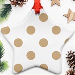 Polka Dots - Tan Brown on White Star Ornament (Two Sides)