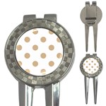 Polka Dots - Tan Brown on White 3-in-1 Golf Divot