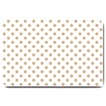 Polka Dots - Tan Brown on White Large Doormat