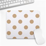 Polka Dots - Tan Brown on White Large Mousepad