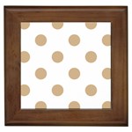 Polka Dots - Tan Brown on White Framed Tile