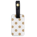 Polka Dots - Tan Brown on White Luggage Tag (One Side)