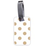 Polka Dots - Tan Brown on White Luggage Tag (Two Sides)