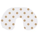 Polka Dots - Tan Brown on White Travel Neck Pillow