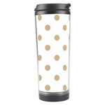 Polka Dots - Tan Brown on White Travel Tumbler