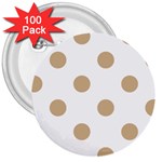 Polka Dots - Tan Brown on White 3  Button (100 pack)