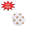 Polka Dots - Tan Brown on White 1  Mini Magnet (100 pack)