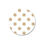 Polka Dots - Tan Brown on White Magnet 3  (Round)