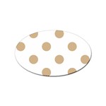 Polka Dots - Tan Brown on White Sticker Oval (10 pack)