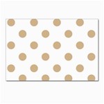 Polka Dots - Tan Brown on White Postcard 4  x 6 