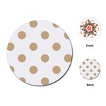 Polka Dots - Tan Brown on White Playing Cards (Round)