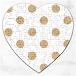 Polka Dots - Tan Brown on White Jigsaw Puzzle (Heart)