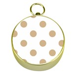 Polka Dots - Tan Brown on White Gold Compass